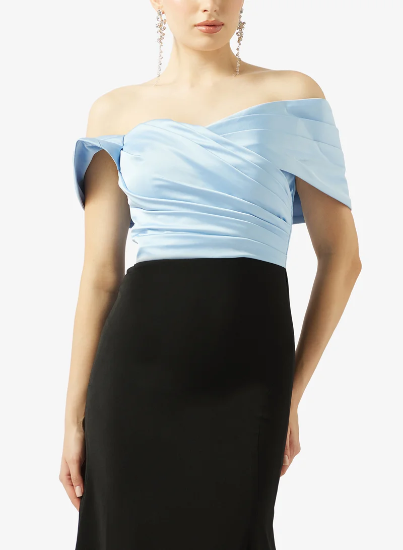 Akadia Fashion  SPECIAL SHOULDER DESIGN SATIN DRESS for Women | Best Price UAE